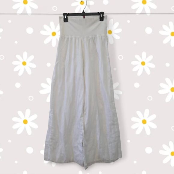 Hard-tail Women's White Foldover Wide Leg Pants Large - Picture 1 of 3